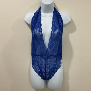 Avidlove Teddy Lingerie for Women Deep V Halter One Piece Babydoll Lace Bodysuit